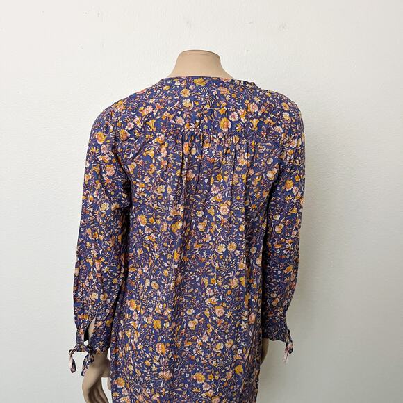 [J. Crew] Midnight Floral Print V-Neck Tunic Coverup Beach Dress Size Small S - Picture 8 of 11